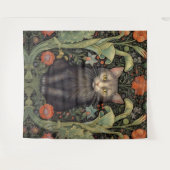 Art nouveau zwarte kat en rode bloemen wandkleed (Voorkant (horizontaal))