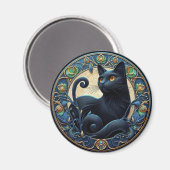 Art Nouveau Zwarte Kat Keltische magneet (Voorkant / Achterkant)
