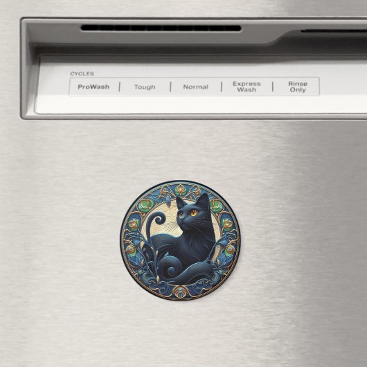 Art Nouveau Zwarte Kat Keltische magneet (Insitu (Vaatwasser))