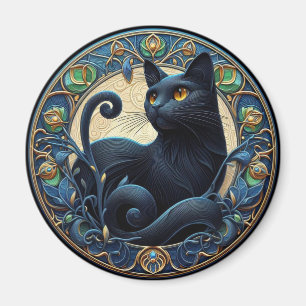 Art Nouveau Zwarte Kat Keltische magneet