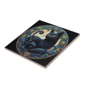 Art Nouveau Zwarte Kat Keramische Tegel Tegeltje (Zijkant)