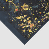 Art Nouveau zwarte kat met gouden bloemen Tissuepapier (Detail)