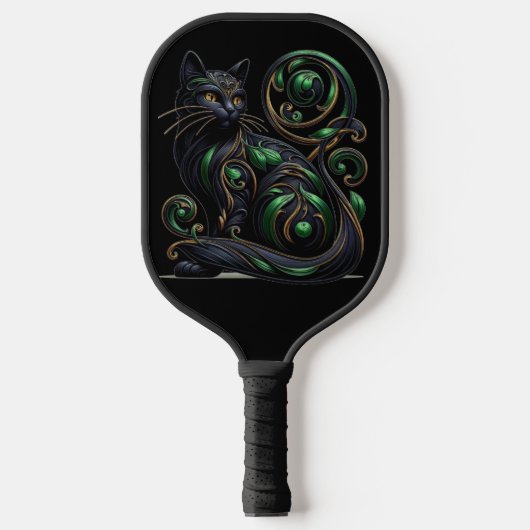 Art Nouveau Zwarte kat Pickleball Paddle (Voorkant)