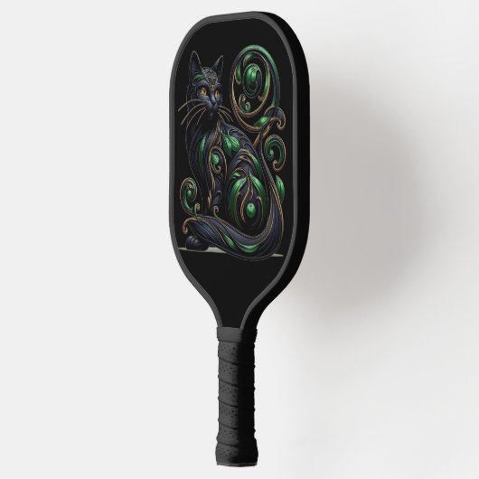 Art Nouveau Zwarte kat Pickleball Paddle (Links)