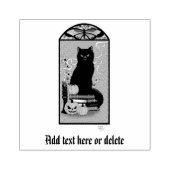 Art Nouveau Zwarte Kat Pompoen Paars Herfst Geel Rubberstempel (Afrduk)