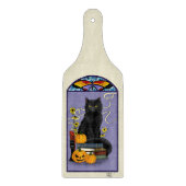 Art Nouveau Zwarte Kat Pompoen Paars Herfst Geel Snijplank (Voorkant)