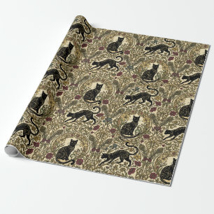 Art Nouveau Zwarte Katten Cadeaupapier