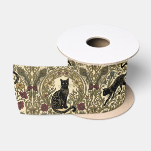 Art Nouveau Zwarte Katten Satijnen Lint
