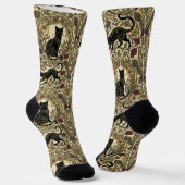 Art Nouveau Zwarte Katten Sokken (Gebogen)