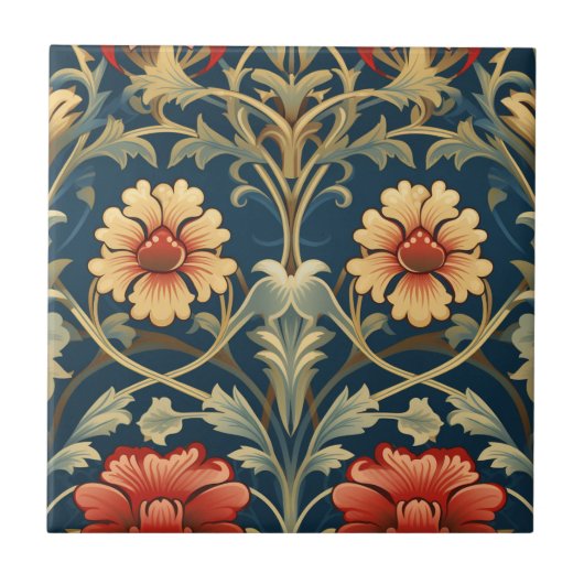 Art Nouveay stijl bloemen Tegeltje (Voorkant)