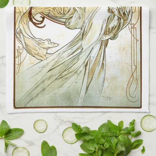 Art Nouveou Mucha-reeks schilderen Theedoek (Gevouwen)