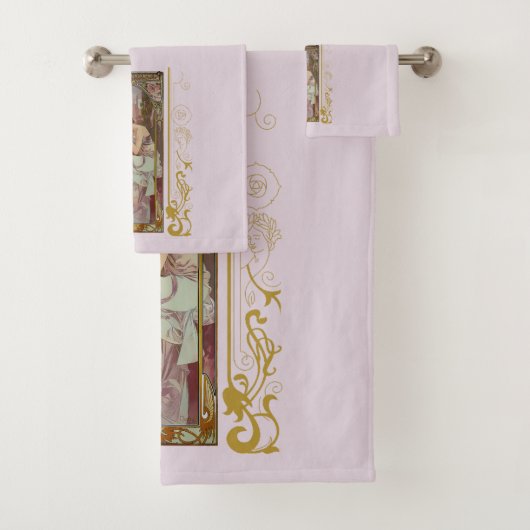 Art Noveau Alphonse Mucha Nachtrust Bad Handdoek (Insitu)