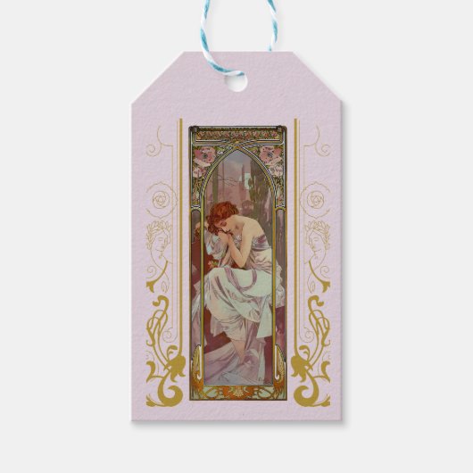 Art Noveau Alphonse Mucha Nachtrust Cadeaulabel (Voorkant)