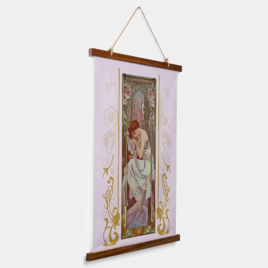 Art Noveau Alphonse Mucha Nachtrust Hangend Wandkleed (Gebogen)