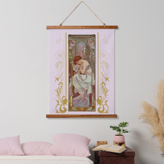 Art Noveau Alphonse Mucha Nachtrust Hangend Wandkleed (Slaapkamer)