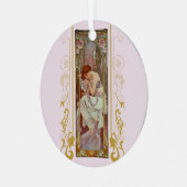 Art Noveau Alphonse Mucha Nachtrust Metalen Ornament (Voorkant links)