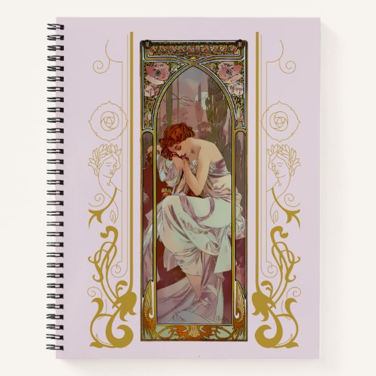 Art Noveau Alphonse Mucha Nachtrust Notitieboek (Voorkant)
