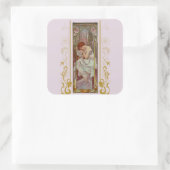 Art Noveau Alphonse Mucha Nachtrust Vierkante Sticker (Tas)