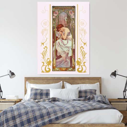 Art Noveau Night's Rest van Alphonse Mucha Canvas Afdruk (Insitu (Slaapkamer))