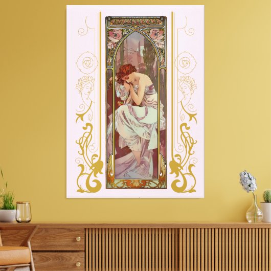 Art Noveau Night's Rest van Alphonse Mucha Canvas Afdruk (Insitu (Woonkamer))