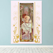 Art Noveau Night's Rest van Alphonse Mucha Canvas Afdruk (Insitu (Houten vloer))