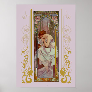 Art Noveau Night's Rest van Alphonse Mucha Poster
