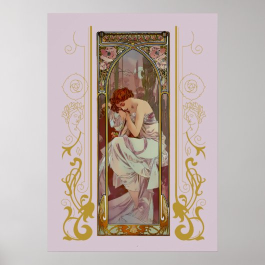 Art Noveau Night's Rest van Alphonse Mucha Poster (Voorkant)