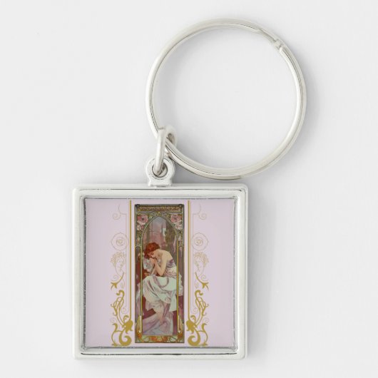 Art Noveau Night's Rest van Alphonse Mucha Sleutelhanger (Voorkant)