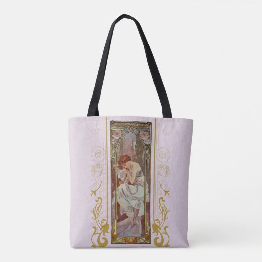 Art Noveau Night's Rest van Alphonse Mucha Tote Bag (Achterkant)