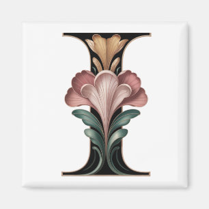 Art Nuevo Bloem Roze en Groene Letter I Magneet