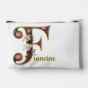Art Nuevo Gouden en Roze Letter F Accessoiretas Etui