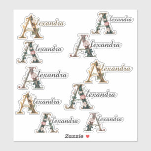 Art Nuevo Letter A Vinyl Naamstickers Sticker