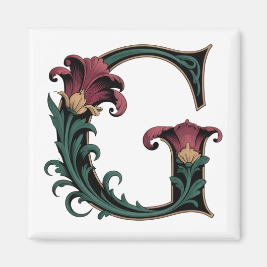 Art Nuevo Rode en Groene Letter G Magneet (Voorkant)