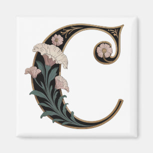 Art Nuevo Zwart en Goud Letter C Magneet