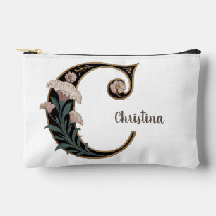Art Nuevo Zwarte Bloem Letter C Accessoires Tas