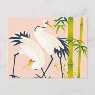 art of beautiful cranes in the bamboo thicket briefkaart