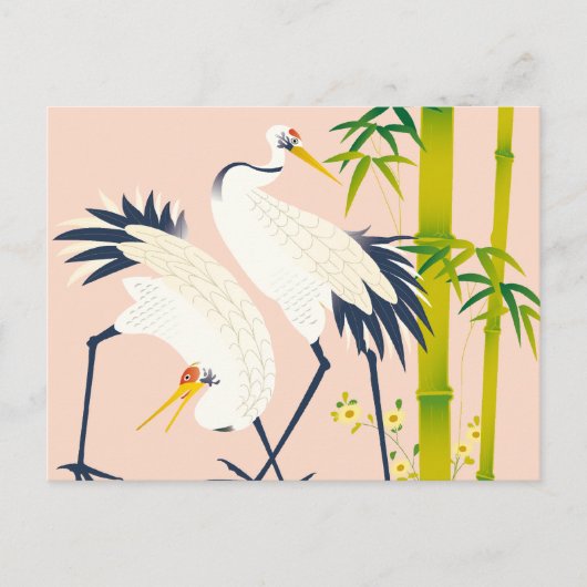 art of beautiful cranes in the bamboo thicket briefkaart (Voorkant)