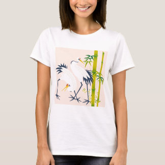 art of beautiful cranes in the bamboo thicket t-shirt
