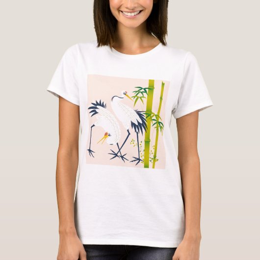 art of beautiful cranes in the bamboo thicket t-shirt (Voorkant)
