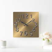 Art-of-time-Silver en Gold Vierkante Klok (Huis)