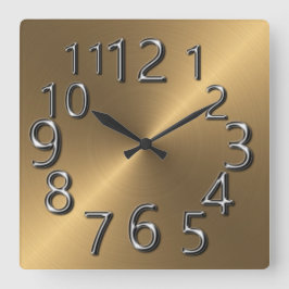 Art-of-time-Silver en Gold Vierkante Klok