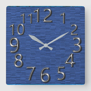 Art-of-Time-Silver-Retro-Blue-Delights Vierkante Klok