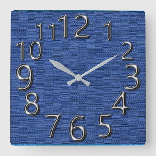 Art-of-Time-Silver-Retro-Blue-Delights Vierkante Klok (Voorkant)