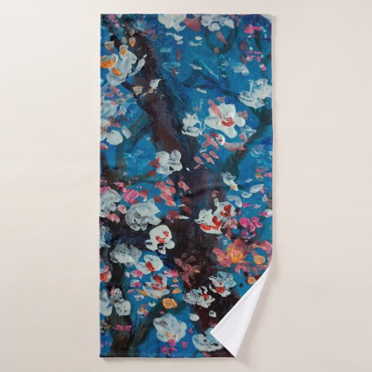 Art oil painting, cherry blossom flower, abstract, badhanddoek (Badhanddoek)