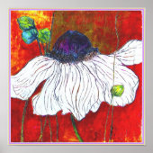 ART-ON-CANVAS: 'White Night Anemone' 15 x15 inch Poster (Voorkant)