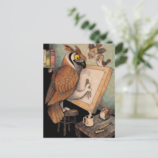 Art Owl Briefkaart (Staand voorkant)