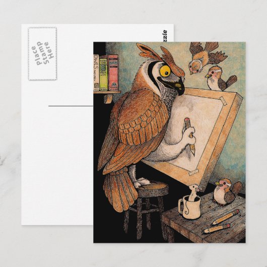 Art Owl Briefkaart (Voorkant / Achterkant)