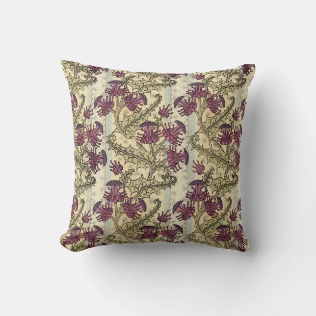 Art Paarse Thistle Flower Pillow Kussen (Voorkant)