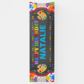 Art Paint Happy Birthday - persoonlijke banner (Verticaal)