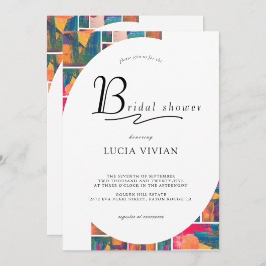 Art Paint Kleurrijk Modern Abstract Vrijgezellenfe Kaart (Voorkant / Achterkant)